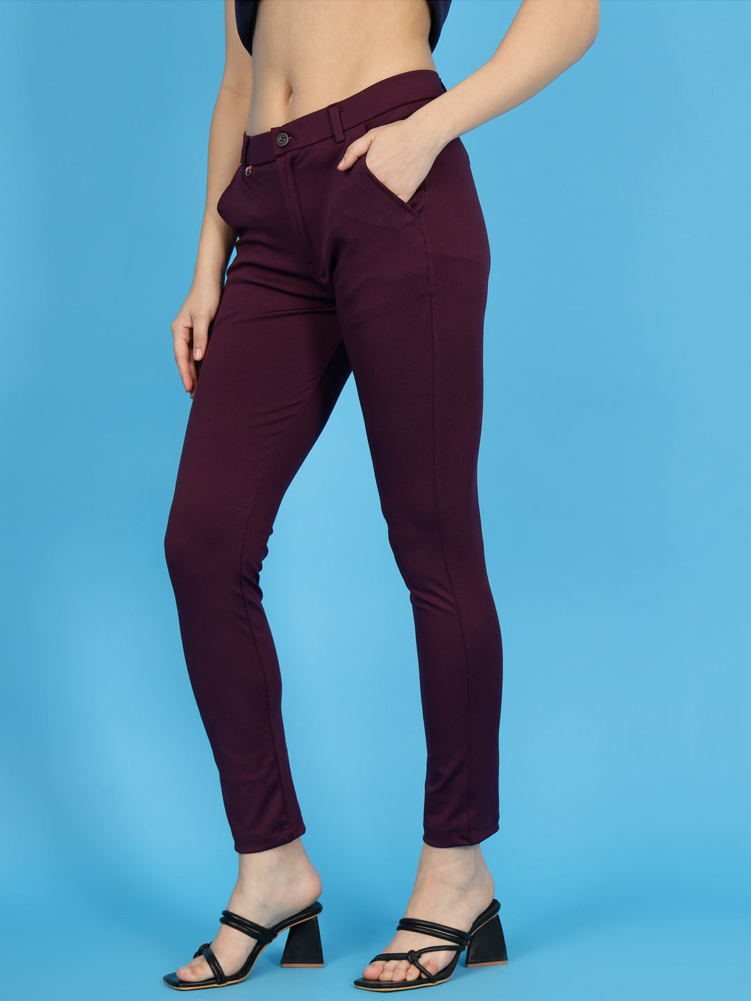 Maroon Trouser For Women-wooltree