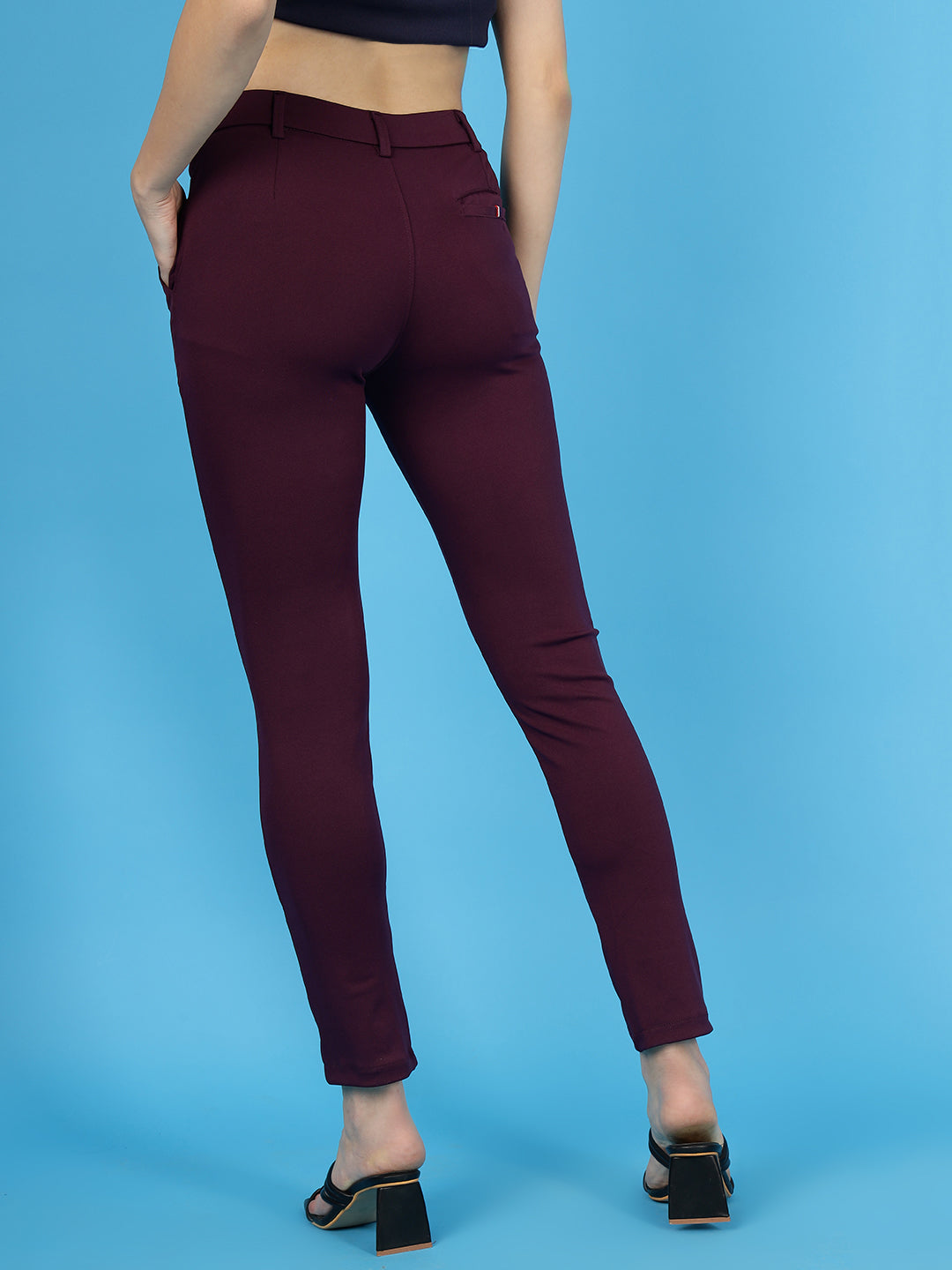 Maroon Trouser For Women-wooltree