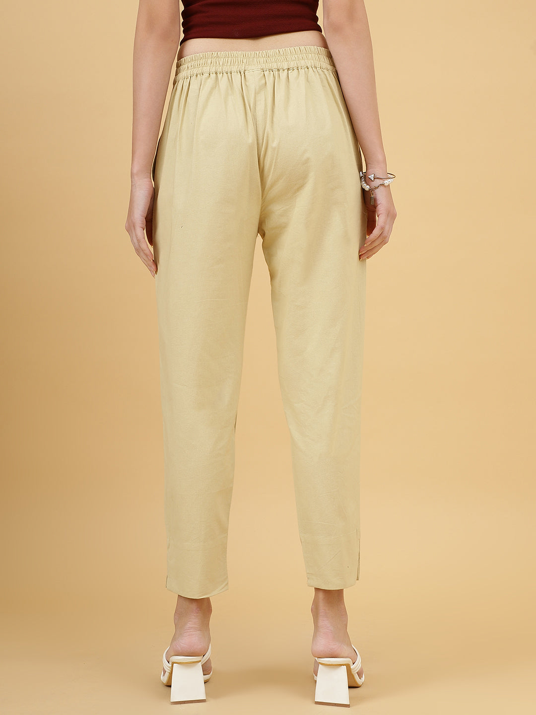 Women's Brown Yellow Combo Pants Set-wooltrees