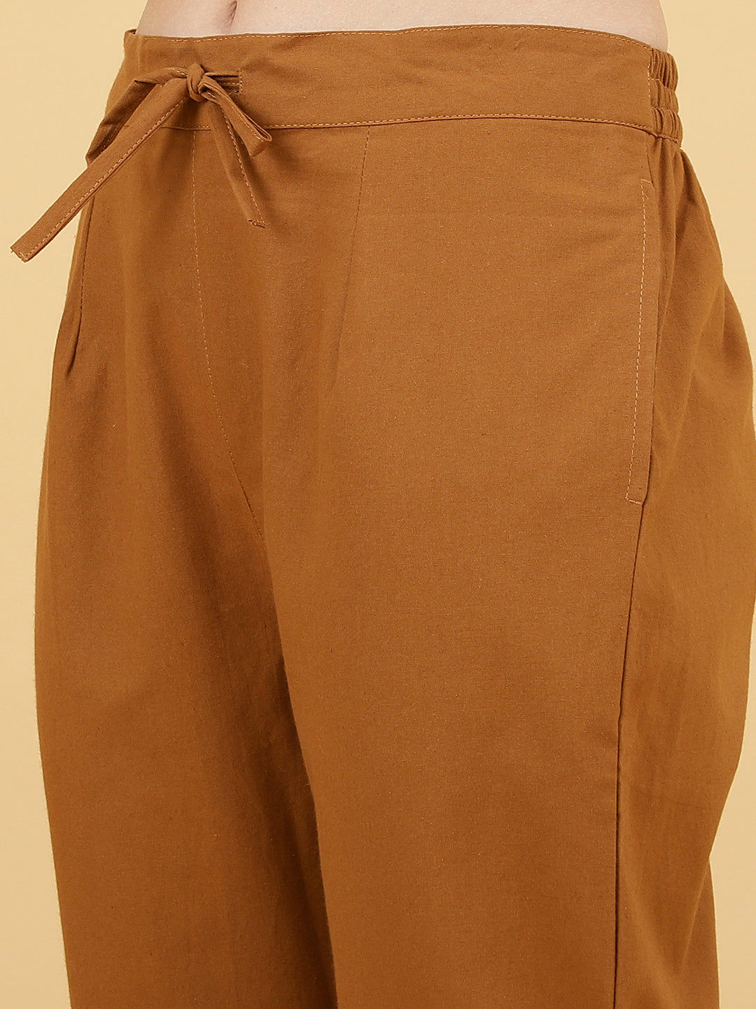 Women's Brown Yellow Combo Pants Set-wooltrees