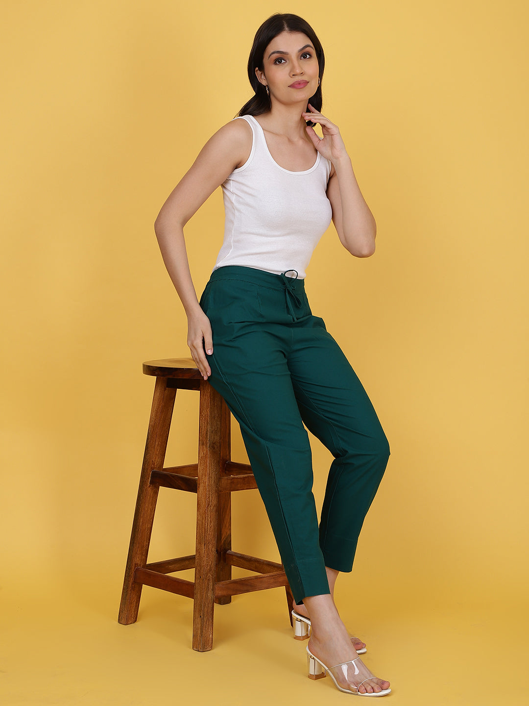 womens green trousers-wooltree