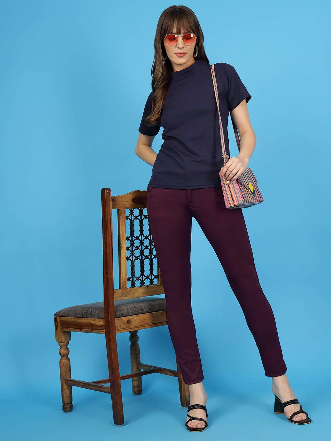 Maroon Trouser For Women-wooltree