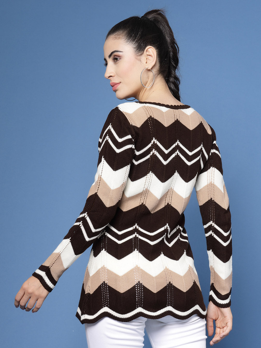 Wavy Stripe with Self Design Sweater