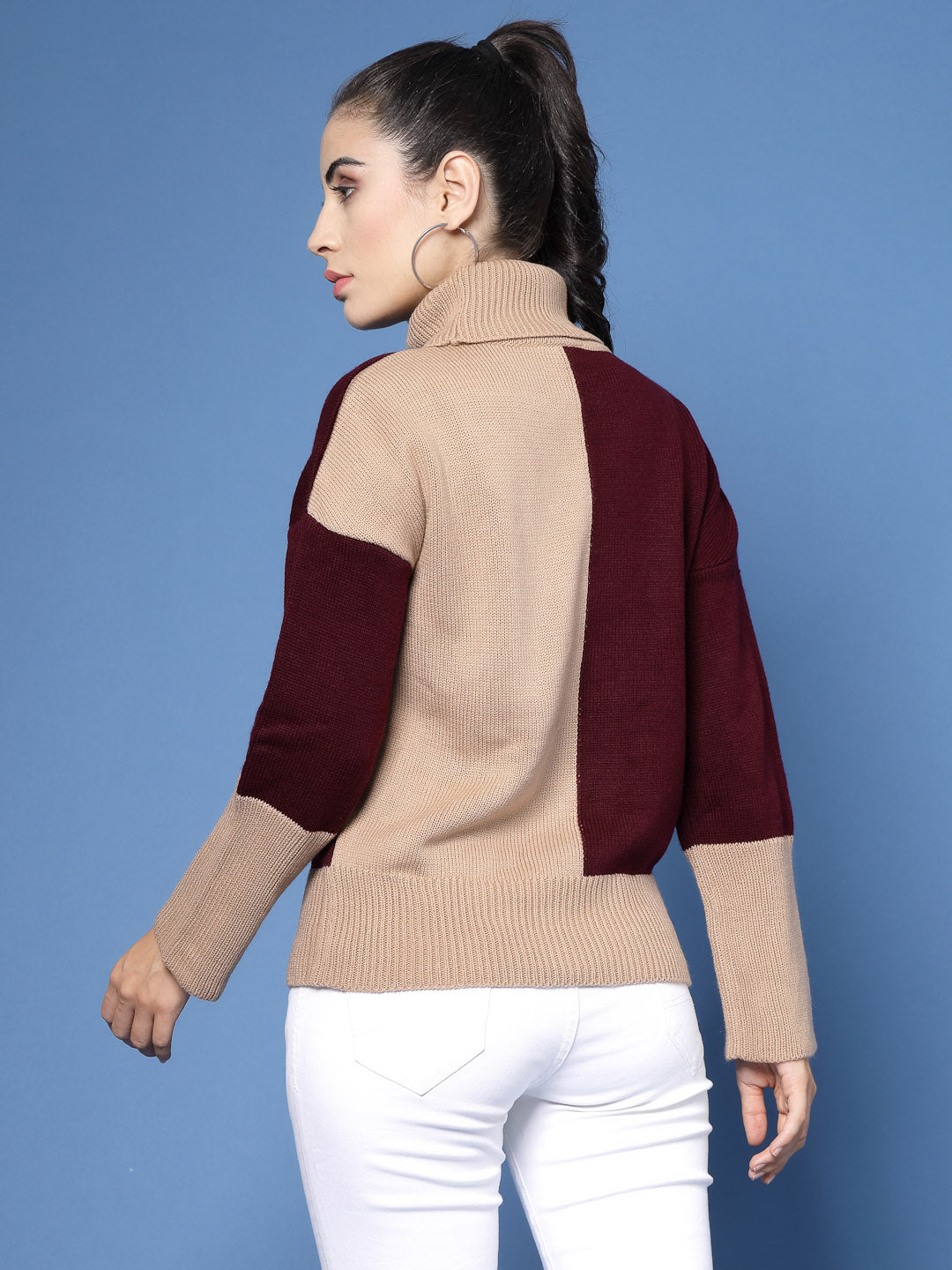 Turtle Neck Color Block Sweater