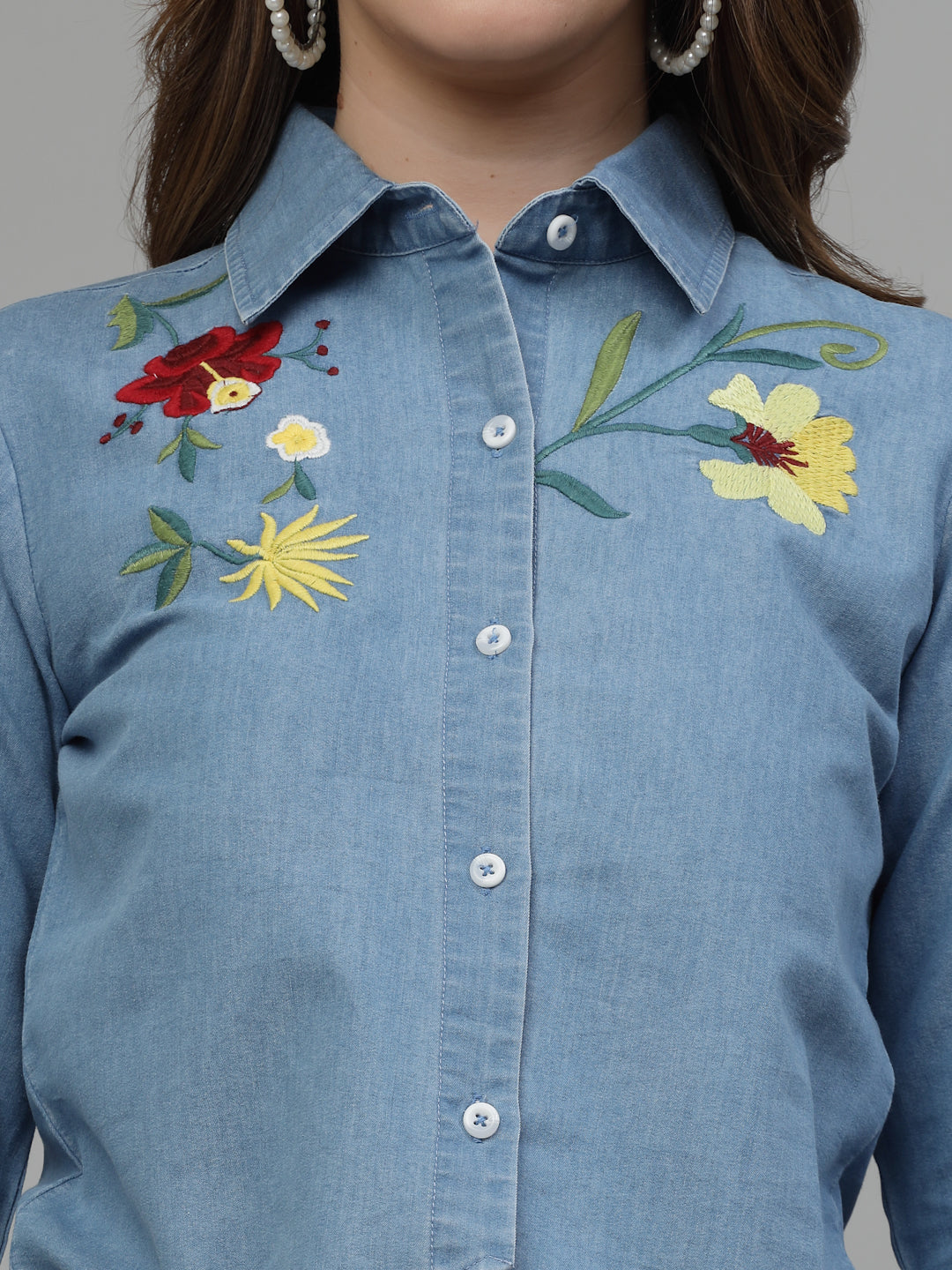 Denim Shirt with Printed Sleeveless Denim with Combo-wooltrees