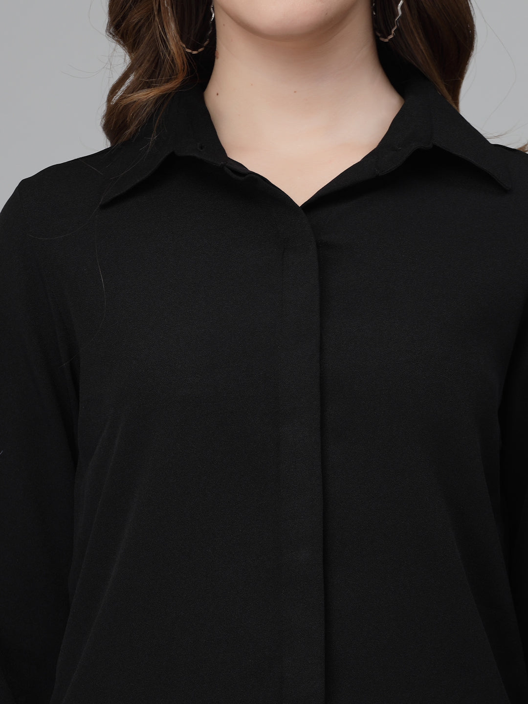 Women's Solid Black and White Shirt in Combo