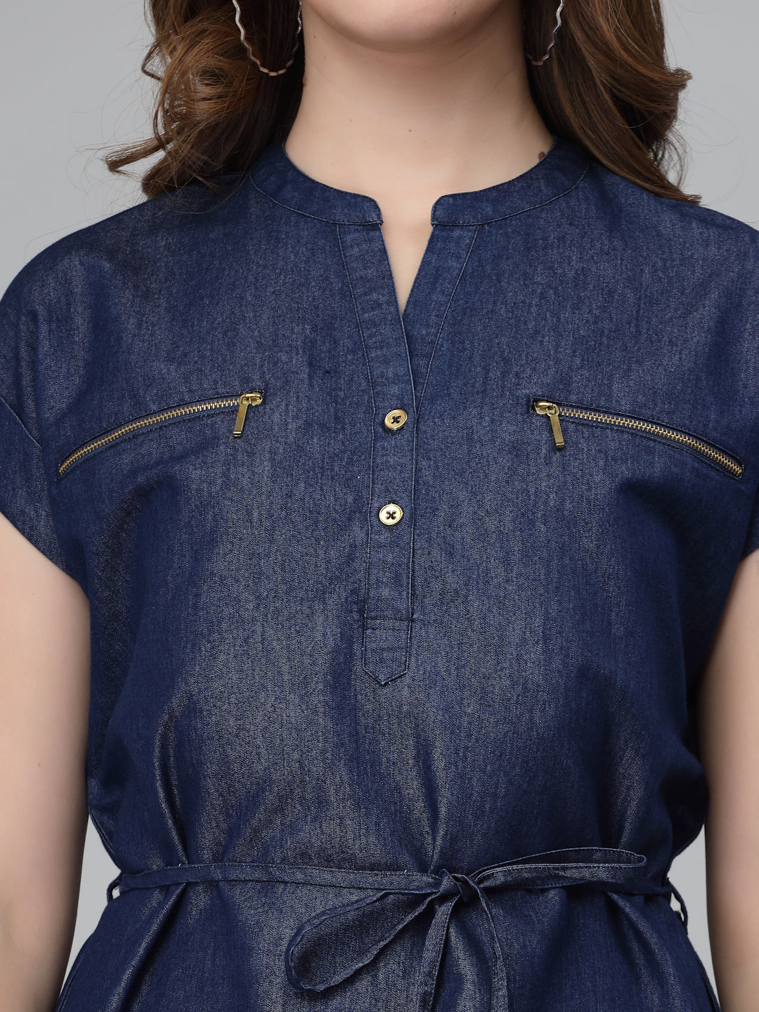 A line Denim with Midi Denim Dress Combo-wooltrees