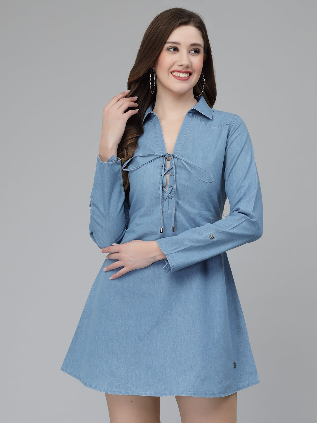 A line Denim with Midi Denim Dress Combo-wooltrees