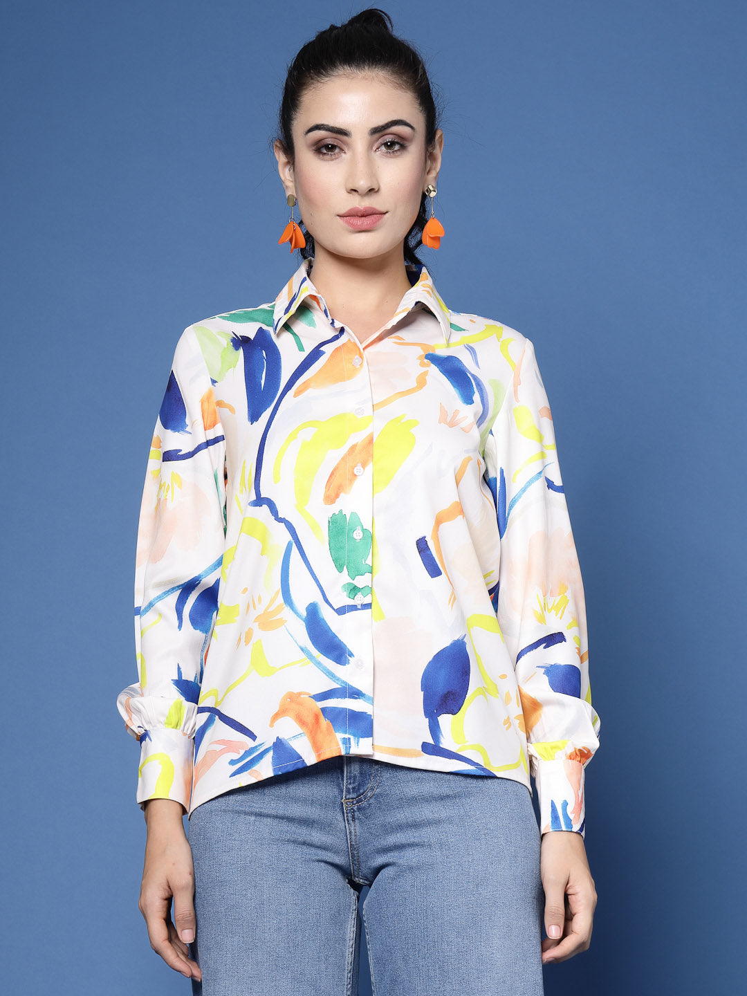 Abstract Printed With Long Sleeve Shirt Combo-wooltrees