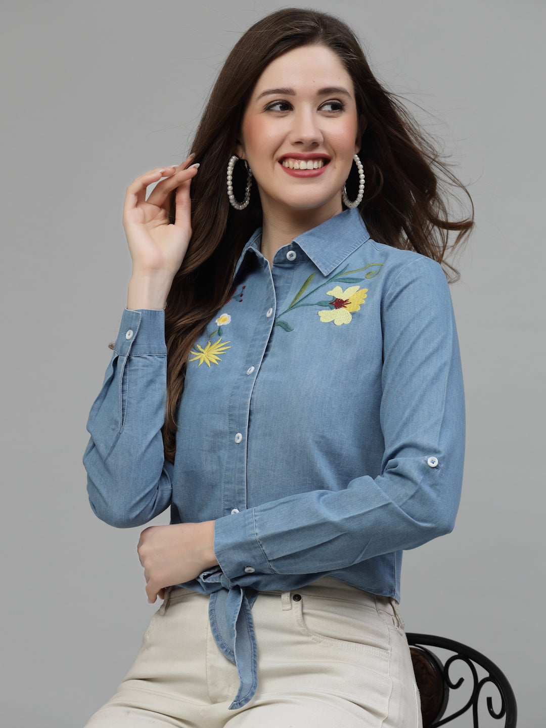 Denim Shirt with Printed Sleeveless Denim with Combo-wooltrees