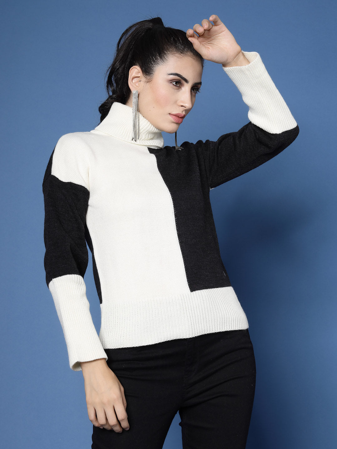 Turtle Neck Color Block Sweater